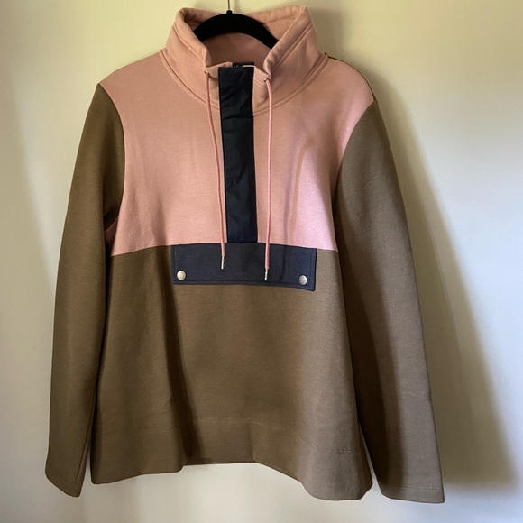 L.L. Bean Tops - LL Bean Colorblock Pullover Hoodie in Pink and Olive
